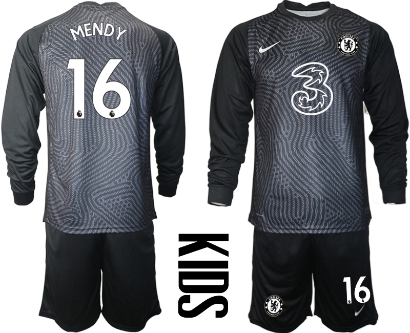 2021 Chelsea black Youth long sleeve goalkeeper 16 soccer jerseys